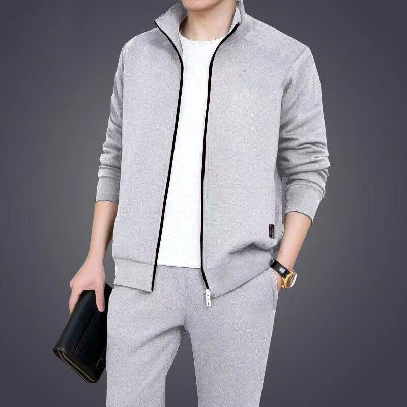 Plus Size Stand Collar Sports Set