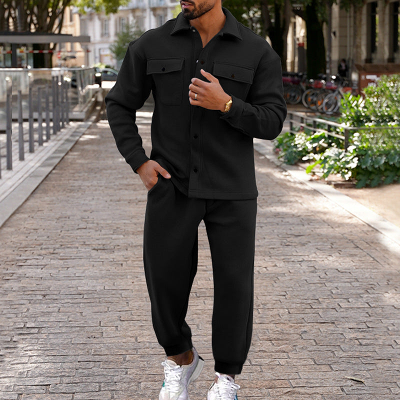 Men’s Slim Fit Suede Two-Piece Suit – Single-Breasted