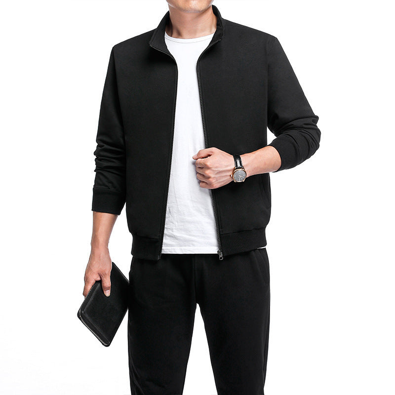 Plus Size Stand Collar Sports Set