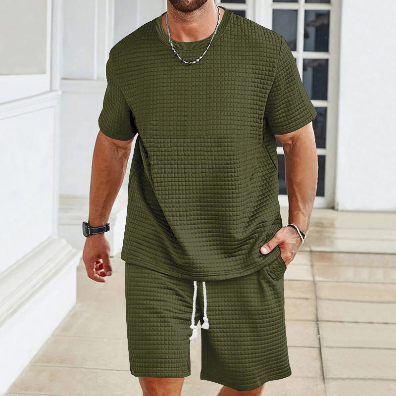 Men’s Solid Color T-Shirt & Shorts Set