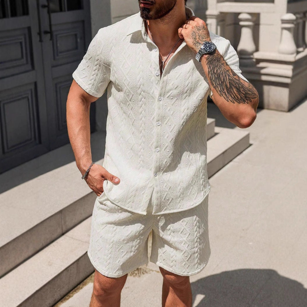 Men’s Casual Short-Sleeve Shirt & Shorts Set