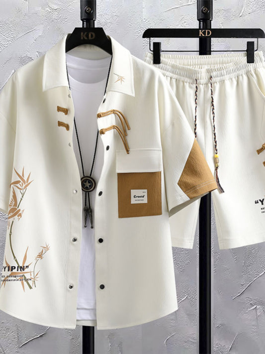 Men’s Summer National Style Shirt & Shorts Set