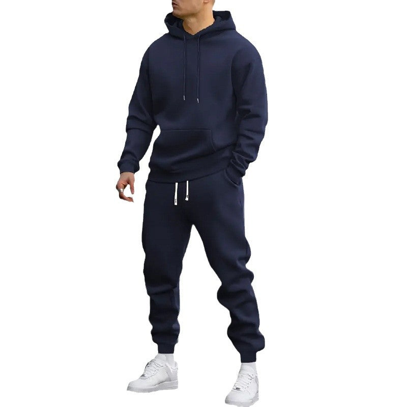 Herrset med enfärgad huvtröja och joggingbyxor