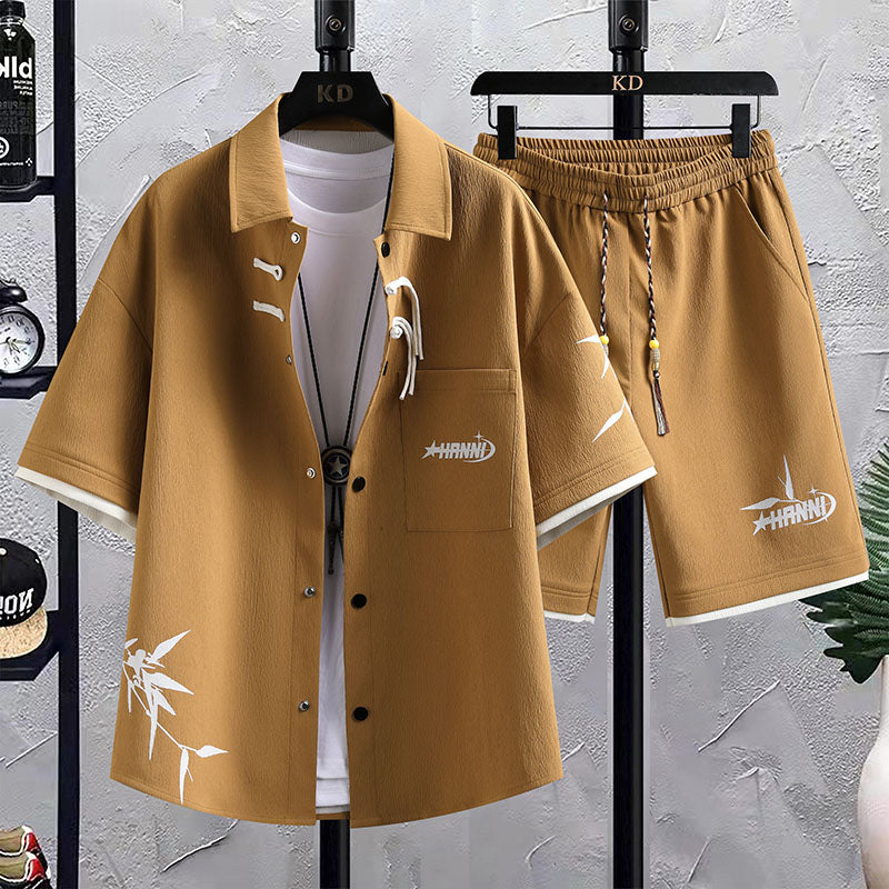Men’s Summer National Style Shirt & Shorts Set