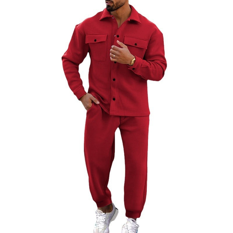 Men’s Slim Fit Suede Two-Piece Suit – Single-Breasted