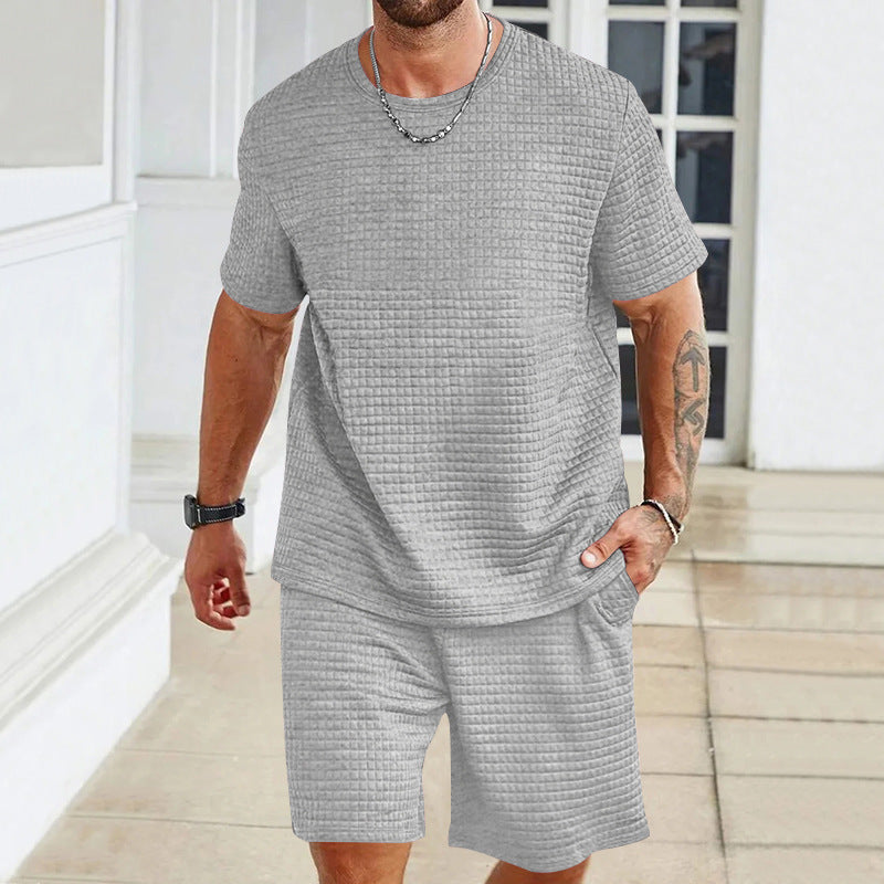 Men’s Solid Color T-Shirt & Shorts Set
