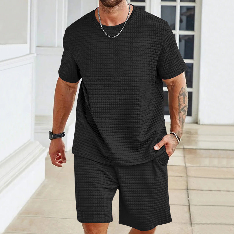 Men’s Solid Color T-Shirt & Shorts Set
