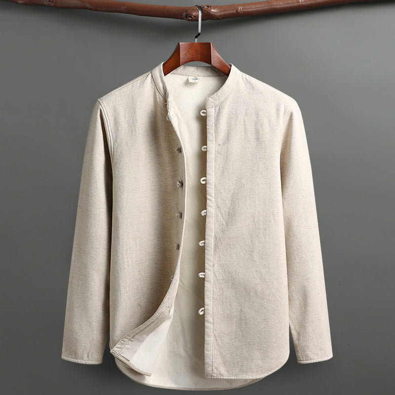 Retro Tang Suit Set – Fleece-Lined Cotton Linen