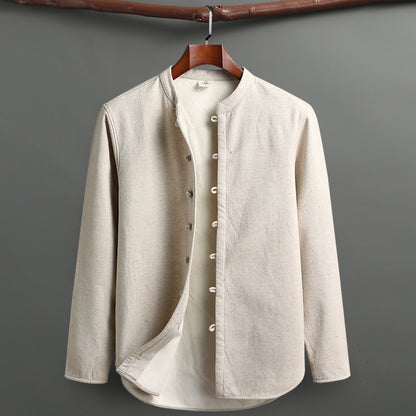 Retro Tang Suit Set – Fleece-Lined Cotton Linen