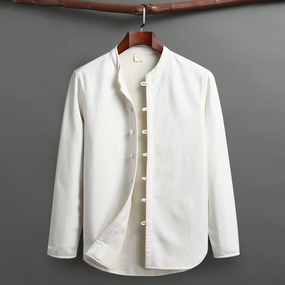 Retro Tang Suit Set – Fleece-Lined Cotton Linen