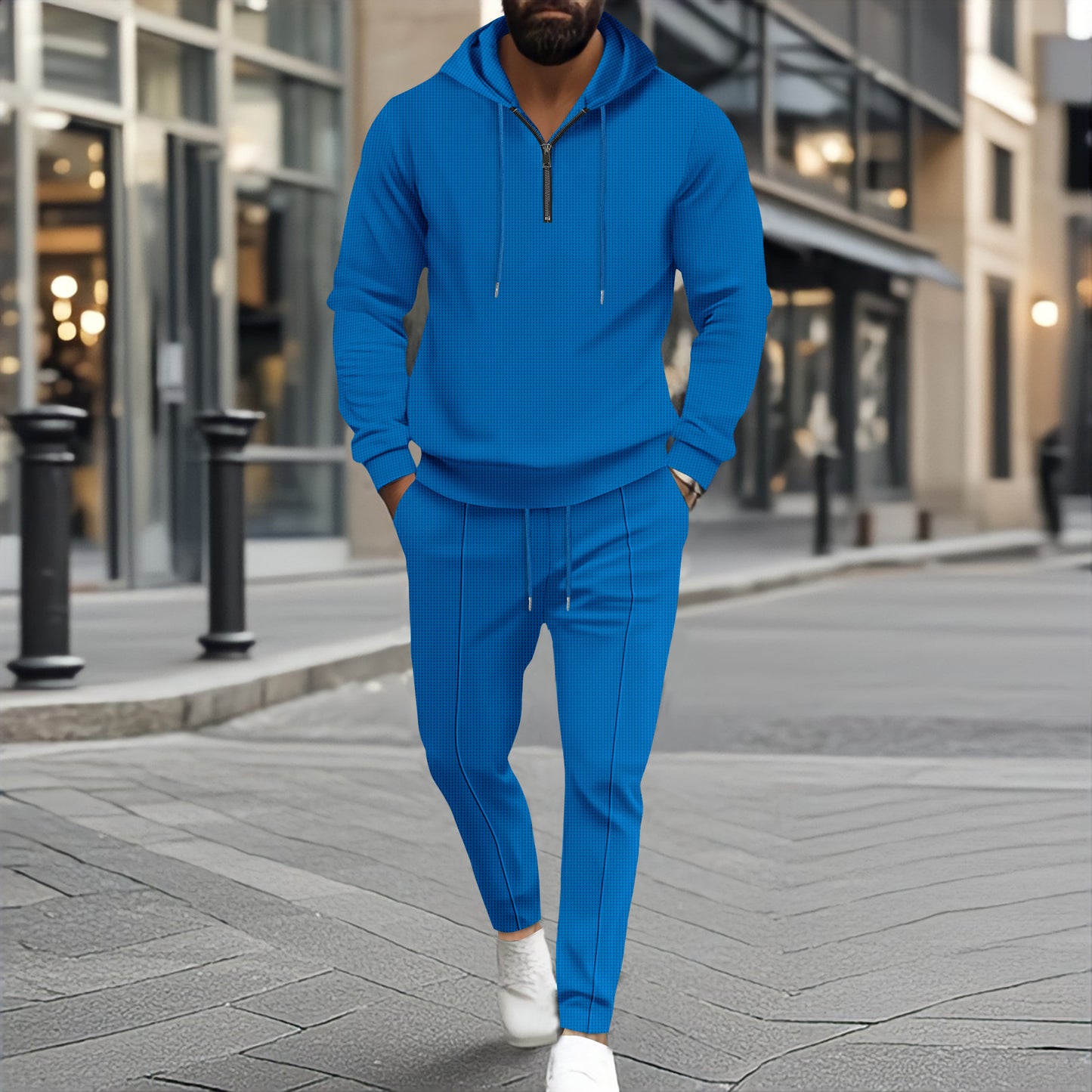 Waffle Hooded Two-Piece Set