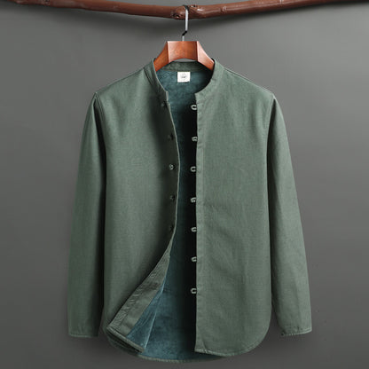Retro Tang Suit Set – Fleece-Lined Cotton Linen