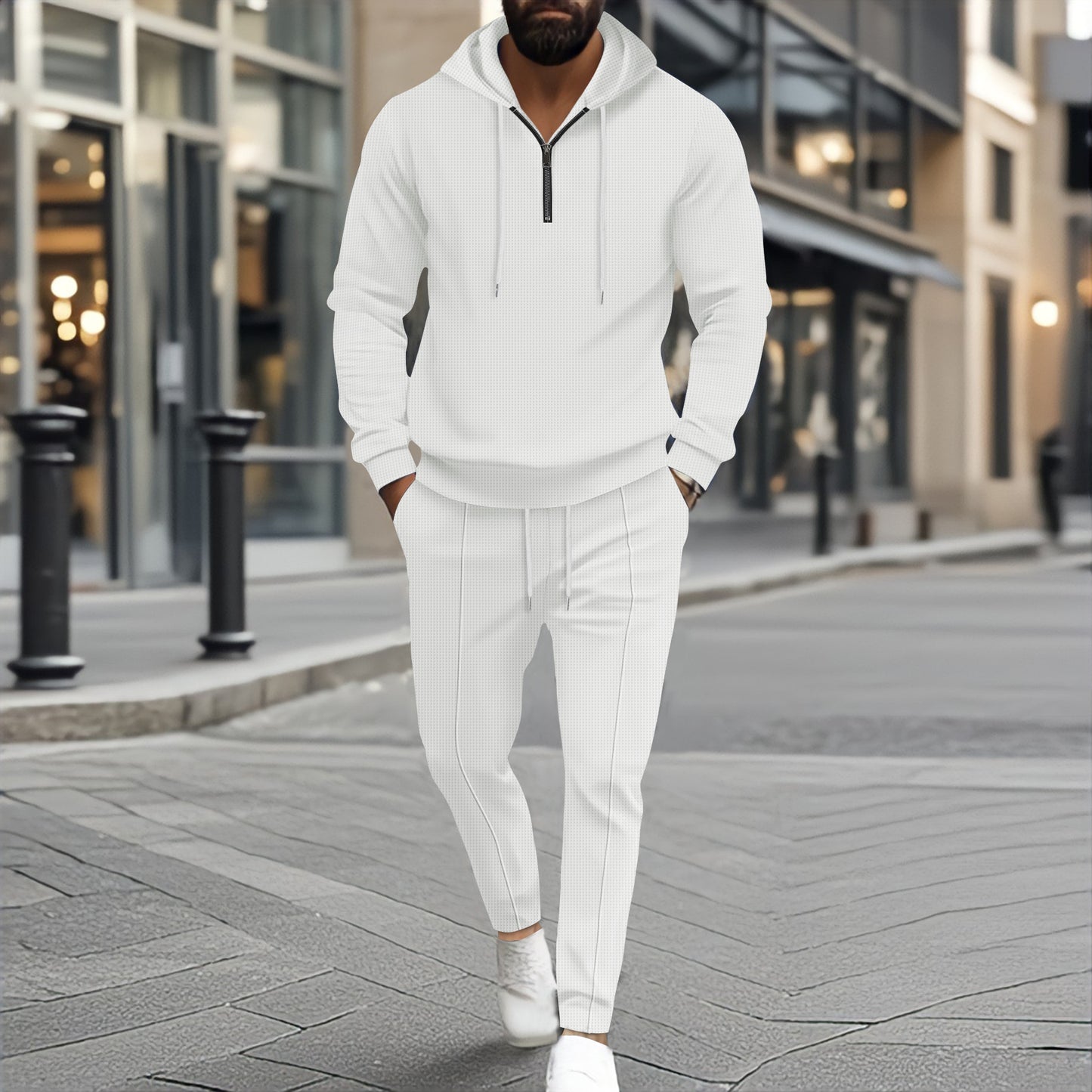 Waffle Hooded Two-Piece Set