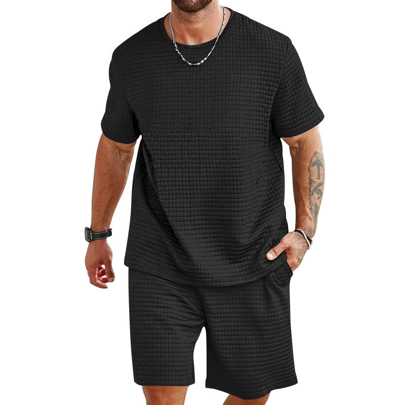 Men’s Solid Color T-Shirt & Shorts Set